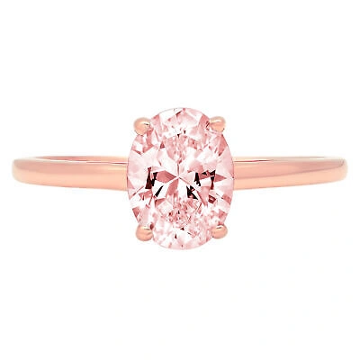 Pre-owned Pucci 1 Ct Oval Cut Simulated Pink Stone Wedding Bridal Promise Ring 14k Rose Gold