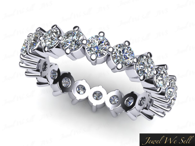Pre-owned Jewelwesell Genuine 2.00ct Round Diamond Vertical Eternity Band Wedding Ring 18k Gold H Si2