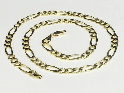 Pre-owned R C I 14kt Solid Yellow Gold Figaro Curb Link Chain/necklace 18" 4.5mm 13 Grams Fig120 In No Stone