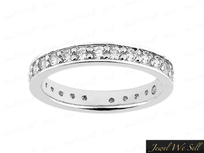 Pre-owned Jewelwesell Genuine .85ct Round Brilliant Diamond Eternity Band Wedding Ring 10k Gold I Si2