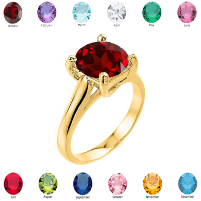 Pre-owned Claddafgh Gold Gold Solitaire 5ct (9.5 Mm) All Birthstone Engage/promise Ring (january-june)10k