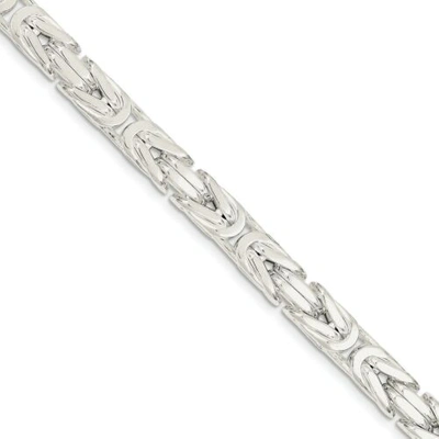 Pre-owned Accessories & Jewelry Sterling Silver Solid 8.25mm Polished Byzantine Bracelet W/ Lobster Clasp 9" In White