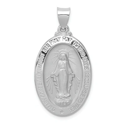 Pre-owned Goldia 14k White Gold Polished & Satin Blessed Virgin Mary Miraculous Medal Pendant In Yellow