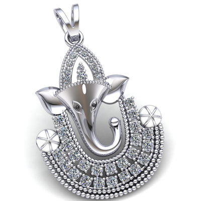 Pre-owned Jewelwesell Genuine 1ct Round Cut Diamond Ladies Lord Ganesha Religious Pendant 10k Gold
