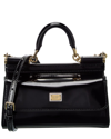 Dolce & Gabbana Black Sicily Small Patent Leather Cross Body Bag In Black