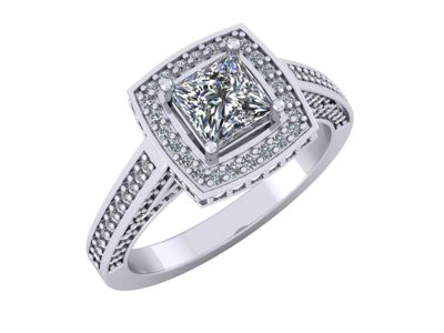 Pre-owned Jewelwesell Genuine 2.00ct Princess Cut Diamond Halo Bridal Engagement Ring Solid 14k Gold