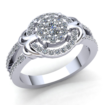 Pre-owned Jewelwesell Real 0.75carat Round Diamond Ladies Bridal Halo Cluster Engagement Ring 14k Gold