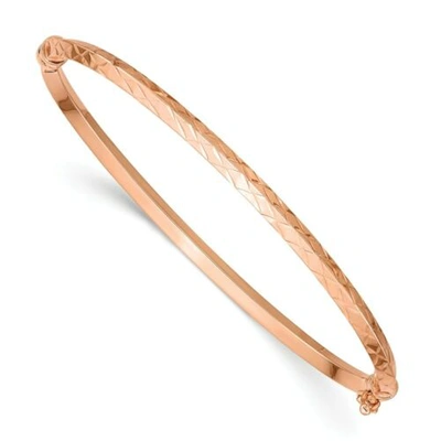 Pre-owned Versil 14k Rose Gold Lightweight Diamond Cut 3.25mm Hinged Bangle Italian Gold In Pink