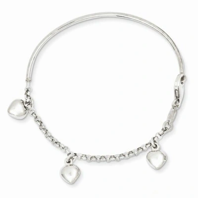 Pre-owned Accessories & Jewelry 14k White Gold Polished Dangling Heart Charm Baby Bracelet 6" Children's Jewelry