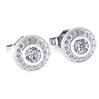Pre-owned Jewelwesell Natural 0.6carat Round Cut Diamond Ladies Halo Studs Earrings Solid 10k Gold In J