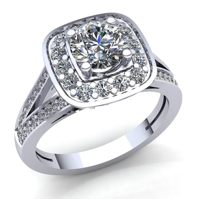 Pre-owned Jewelwesell 1.5carat Round Cut Diamond Ladies Halo Solitaire Engagement Ring 10k Gold