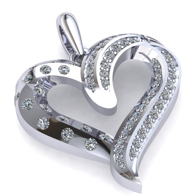 Pre-owned Jewelwesell Real 2carat Round Cut Diamond Ladies Twisted Fancy Heart Pendant Solid 18k Gold