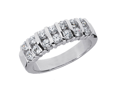 Pre-owned Jewelwesell 0.42ct Diamond 2row Wedding Band Sterling Silver Round Cut Channel Set Gh I1