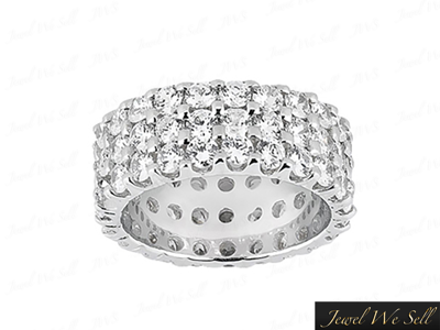 Pre-owned Jewelwesell Natural 6.60ct Round Diamond 3row Anniversary Eternity Band Ring 18k Gold H Si2
