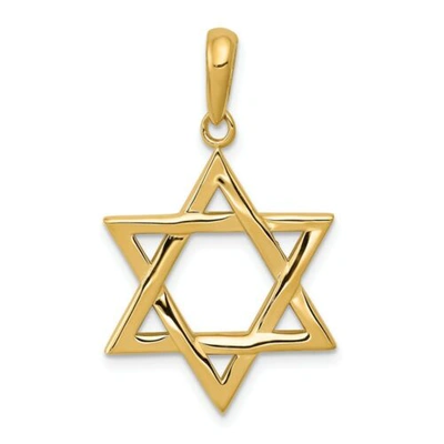Pre-owned Goldia 14k Yellow Gold Polished Solid Star Of David Jewish Symbol Religious Pendant