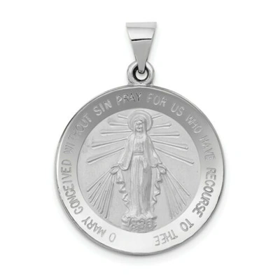 Pre-owned Goldia 14k White Gold Satin & Polished Blessed Virgin Mary Miraculous Medal Pendant