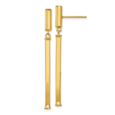 Pre-owned Goldia Italian 14k Yellow Gold Polished 3mm Fancy Bar Squared Post Dangler Earrings