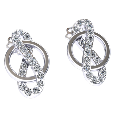 Pre-owned Jewelwesell Genuine 0.33ctw Round Cut Diamond Ladies Interwined Infinity Earrings 10k Gold In J