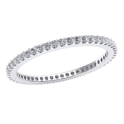 Pre-owned Jewelwesell 0.35ct Low U-prong Bridal Eternity Band Ring Natural Round Diamond 18k Gold
