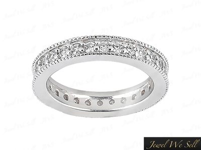 Pre-owned Jewelwesell .90ct Round Brilliant Cut Diamond Milgrain Eternity Band Ring 10k Gold I Si2