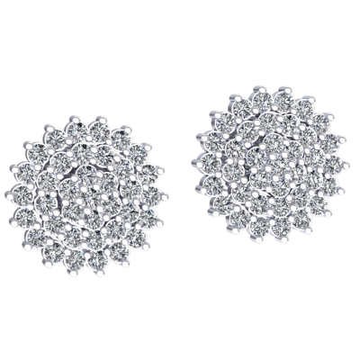Pre-owned Jewelwesell Natural 0.45ct Round Cut Diamond Ladies Cluster Flower Earrings 14k Gold In H