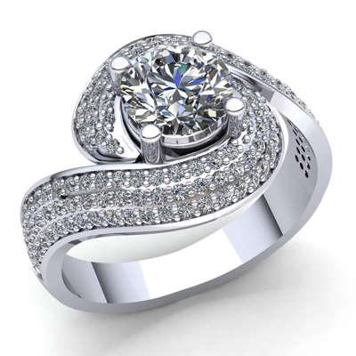 Pre-owned Jewelwesell 1.5carat Round Diamond Ladies Twisted Pave Solitaire Engagement Ring 10k Gold