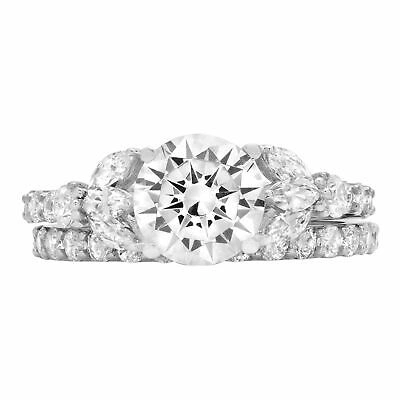 Pre-owned Pucci 3.26ct Round Marquise Cut Wedding Engagement Bridal Ring Band Set 14k White Gold In White/colorless