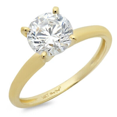 Pre-owned Pucci 2.5ct Round Gift Statement Bridal Classic Ring 14k Yellow Gold Lab Moissanite In White/colorless