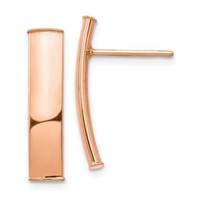 Pre-owned Accessories & Jewelry Italian 14k Rose Gold High Polish Small 22mm Curved Bar Post Dangler Earrings