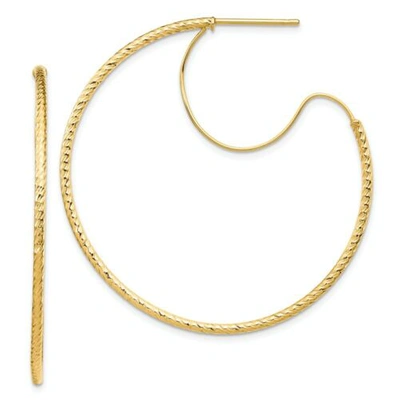 Pre-owned Accessories & Jewelry Italian 14k Yellow Gold Diamond Cut 1.5mm X 40mm Polish Wire Hoop Earrings