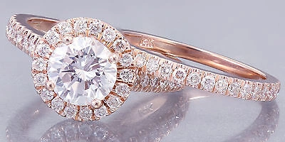 Pre-owned Asw 14k Rose Gold Round Forever One Moissanite Diamond Engegement Ring Band 1.65ct In White
