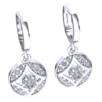 Pre-owned Jewelwesell Genuine 0.5ct Round Cut Diamond Ladies Circle Cluster Earrings 14k Gold In H