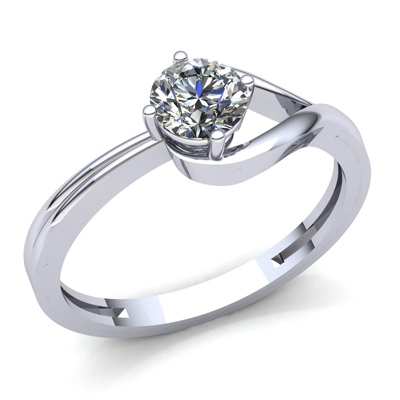 Pre-owned Jewelwesell Genuine 0.5ctw Round Cut Diamond Ladies Solitaire Engagement Ring 14k Gold