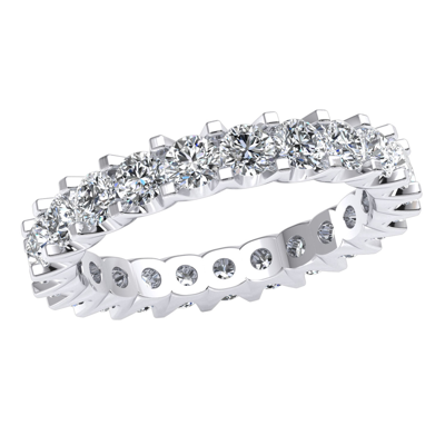 Pre-owned Jewelwesell 2.3 Ct Round Diamond Scalloped U-prong Band Eternity Ring Solid 14k Gold Gh Si1