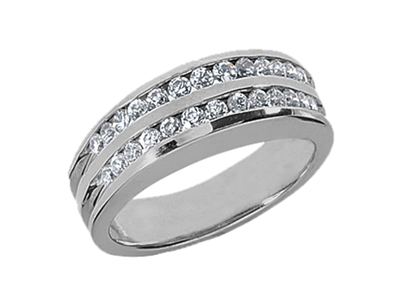 Pre-owned Jewelwesell 0.52ct Diamond 2row Wedding Band Ring 10k White Gold Round Cut Channel Set Gh I1