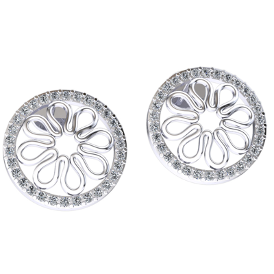 Pre-owned Jewelwesell Natural 0.25carat Round Cut Diamond Ladies Circle Studs Earrings 10k Gold In J