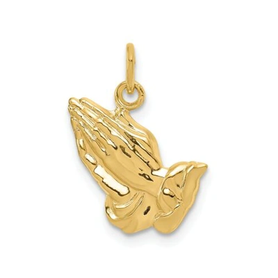 Pre-owned Accessories & Jewelry 14k Yellow Gold Solid & High Polished Praying Hands Charm