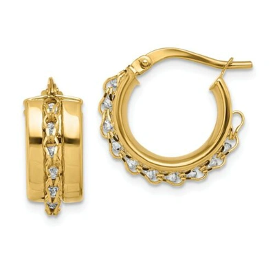 Pre-owned Accessories & Jewelry Italian 14k Yellow Gold White Preciosa Crystal 18mm Small Hoop Earrings