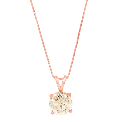 Pre-owned Pucci 1.5 Round Cut Natural Morganite Pendant Necklace 16" Chain 14k Rose Pink Gold In D
