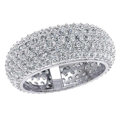 Pre-owned Jewelwesell Diamond 3.90 Ct Womens Domed 5-row Pave Eternity Band Ring Solid 10k Gold