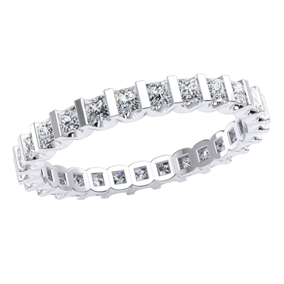 Pre-owned Jewelwesell 1carat Shared U-bar Eternity Band Ring Princess Cut Diamond 10k Gold