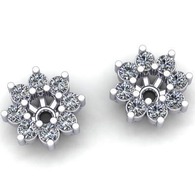 Pre-owned Jewelwesell Genuine 2ctw Round Cut Diamond Ladies Fancy Jacket Earrings 14k Gold In H