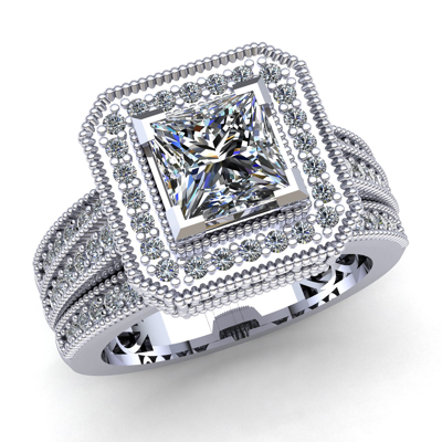 Pre-owned Jewelwesell Natural 5carat Princess Cut Diamond Ladies Split Shank Engagement Ring 14k Gold