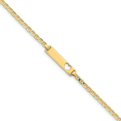Pre-owned Accessories & Jewelry 14k Yellow Gold Engraveable Heart Anchor Link 5mm Baby Id Bracelet 5.5" To 6"