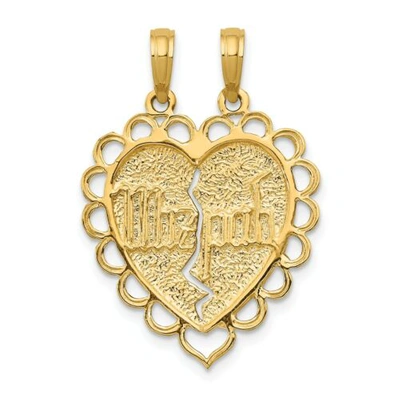 Pre-owned Accessories & Jewelry 14k Yellow Gold Solid & Textured Break Apart 2 Pc Reversible Mizpah Heart Charm