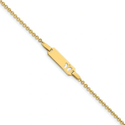 Pre-owned Accessories & Jewelry 14k Yellow Gold 6mm Butterfly Charm Kids Id Bracelet Children's Jewelry 6"