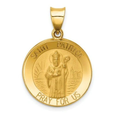 Pre-owned Accessories & Jewelry 14k Yellow Gold Satin & Polished St. Patrick Pray For Us Medal Round Pendant