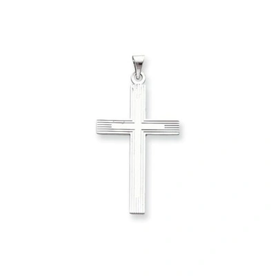 Pre-owned Goldia 14k White Gold Solid Polished Engraveable Crucifix Cross Religious Charm Pendant