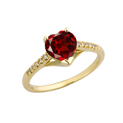 Pre-owned Claddafgh Gold Gold Genuine Birthstone & Diamond Engagement & Proposal Ring (january-june)10k