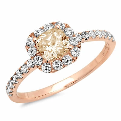 Pre-owned Pucci 1.4 Ct Princess Natural Morganite Bridal Statement Designer Ring 14k Pink Gold